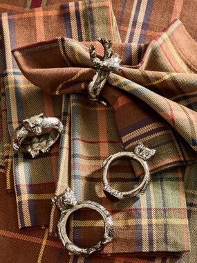 Pottery Barn Silver Animal Napkin Rings (Set of 4)